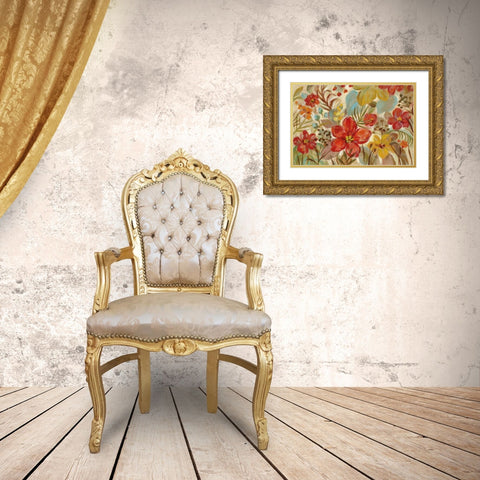 Tropical Flowers Gold Ornate Wood Framed Art Print with Double Matting by Vassileva, Silvia