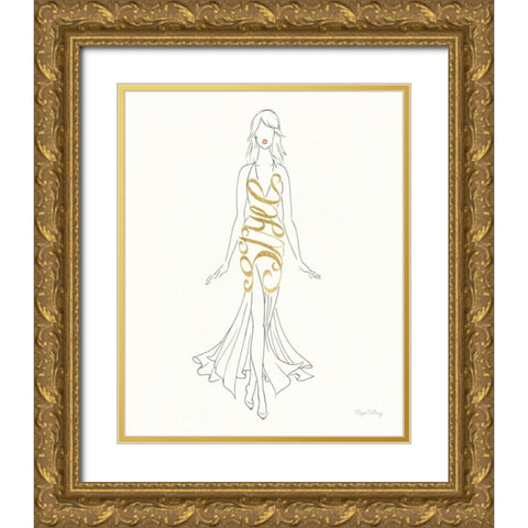 Stylish Sayings I Gold Ornate Wood Framed Art Print with Double Matting by Wild Apple Graphics