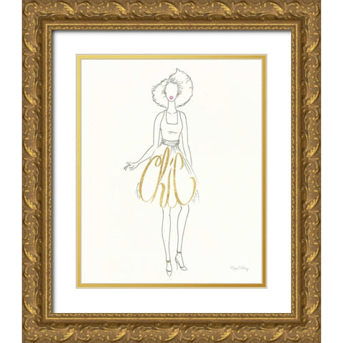 Stylish Sayings II Gold Ornate Wood Framed Art Print with Double Matting by DeNeige, Elyse