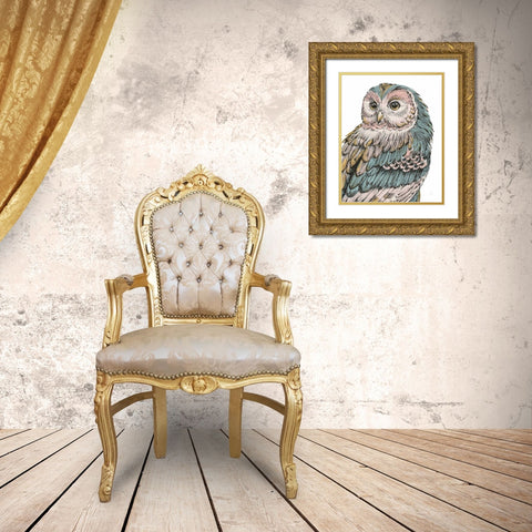 Beautiful Owls I Pastel Gold Ornate Wood Framed Art Print with Double Matting by Brissonnet, Daphne