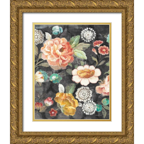 Garden of Delight Black II Gold Ornate Wood Framed Art Print with Double Matting by Nai, Danhui