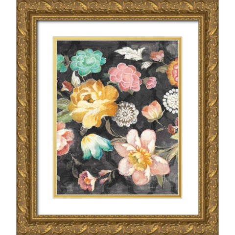 Garden of Delight Black III Gold Ornate Wood Framed Art Print with Double Matting by Nai, Danhui