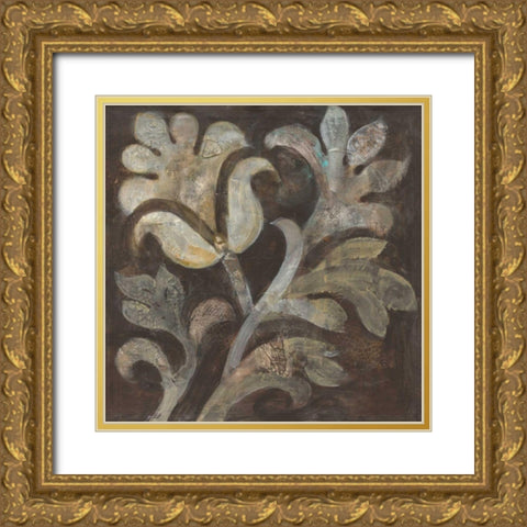 Fresco Floral II Gold Ornate Wood Framed Art Print with Double Matting by Hristova, Albena