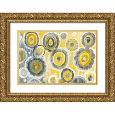 Abstract Circles Crop Gold Ornate Wood Framed Art Print with Double Matting by Nai, Danhui