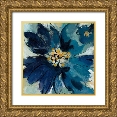 Inky Floral III Gold Ornate Wood Framed Art Print with Double Matting by Vassileva, Silvia