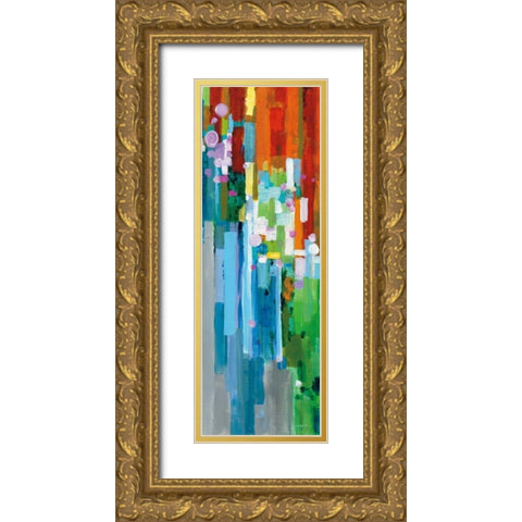 Rainbow of Stripes III Gold Ornate Wood Framed Art Print with Double Matting by Nai, Danhui