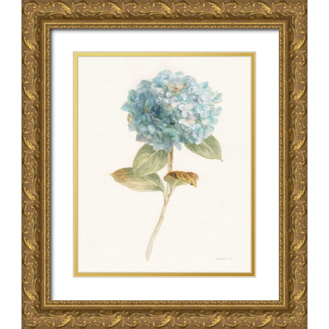 Garden Hydrangea Gold Ornate Wood Framed Art Print with Double Matting by Nai, Danhui