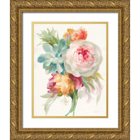 Garden Bouquet I Crop Gold Ornate Wood Framed Art Print with Double Matting by Nai, Danhui