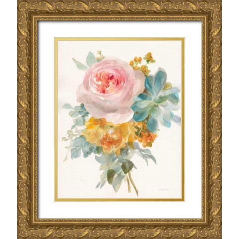 Garden Bouquet II Crop Gold Ornate Wood Framed Art Print with Double Matting by Nai, Danhui