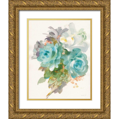 Garden Bouquet III Crop Gold Ornate Wood Framed Art Print with Double Matting by Nai, Danhui