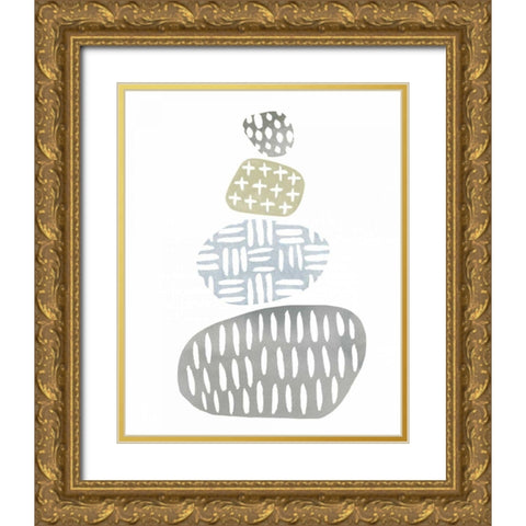 River Stones I Gold Ornate Wood Framed Art Print with Double Matting by Hershey, Moira