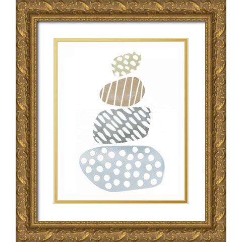 River Stones II Gold Ornate Wood Framed Art Print with Double Matting by Hershey, Moira