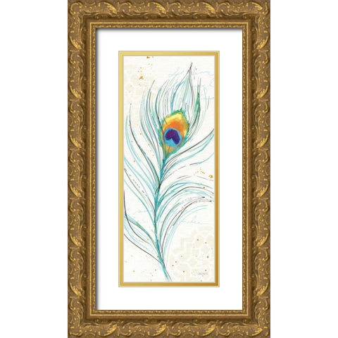 Peacock Garden V Gold Ornate Wood Framed Art Print with Double Matting by Tavoletti, Anne