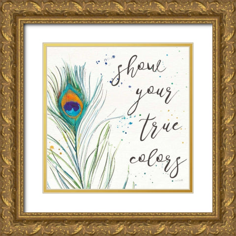 Peacock Garden VII Gold Ornate Wood Framed Art Print with Double Matting by Tavoletti, Anne
