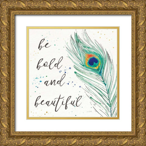 Peacock Garden VIII Gold Ornate Wood Framed Art Print with Double Matting by Tavoletti, Anne