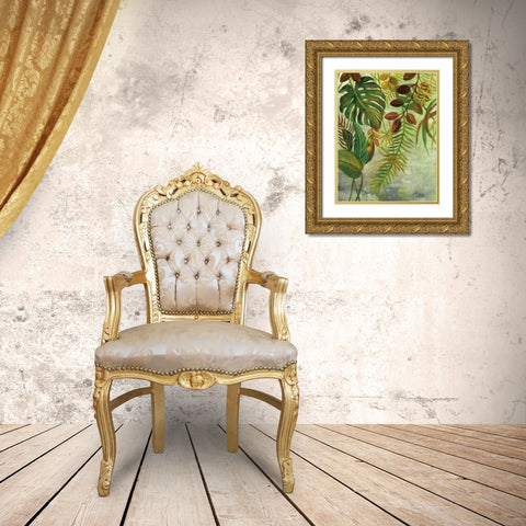 Tropical Greenery I Gold Ornate Wood Framed Art Print with Double Matting by Vassileva, Silvia