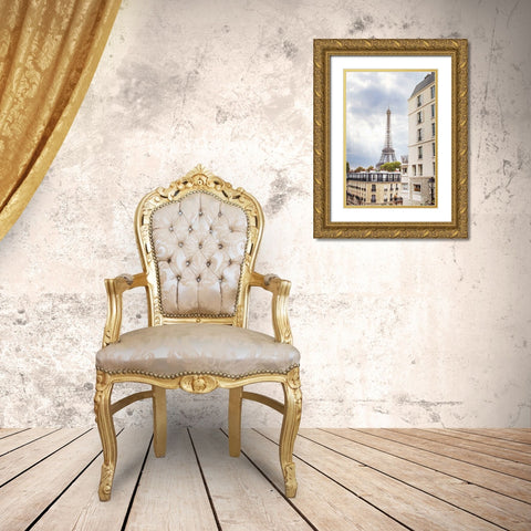 Eiffel View I Gold Ornate Wood Framed Art Print with Double Matting by Marshall, Laura
