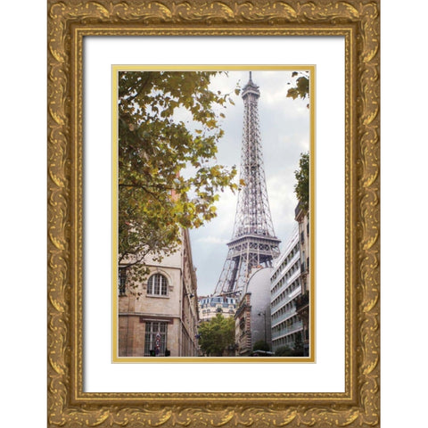 Eiffel View II Gold Ornate Wood Framed Art Print with Double Matting by Marshall, Laura
