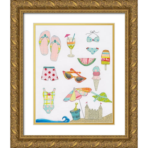 At the Beach I Gold Ornate Wood Framed Art Print with Double Matting by Prahl, Courtney