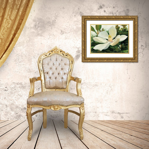 Majestic Magnolia Gold Ornate Wood Framed Art Print with Double Matting by Purinton, Julia