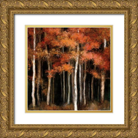 October Woods Gold Ornate Wood Framed Art Print with Double Matting by Purinton, Julia