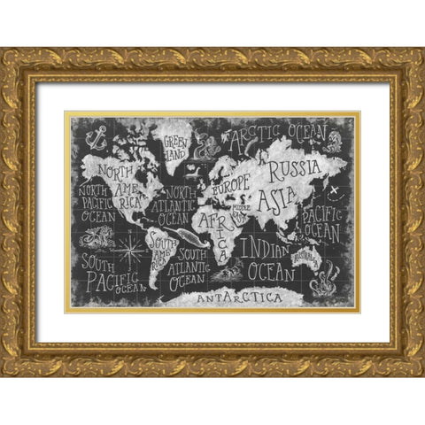 Mythical Map I Gold Ornate Wood Framed Art Print with Double Matting by Urban, Mary