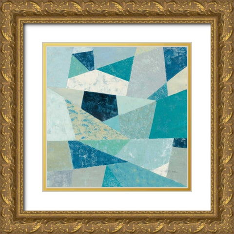 Indigo Geo Metric II Soft Gold Ornate Wood Framed Art Print with Double Matting by Vassileva, Silvia