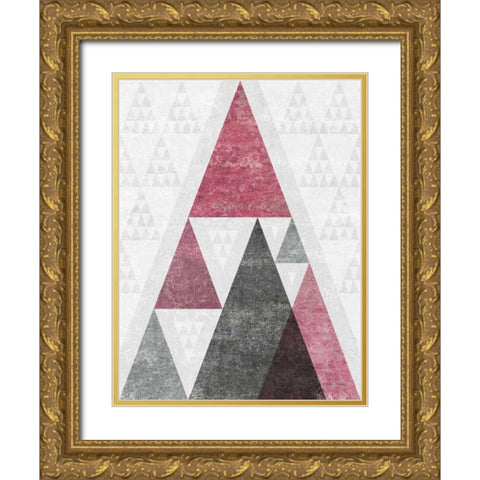 Mod Triangles III Soft Pink Gold Ornate Wood Framed Art Print with Double Matting by Mullan, Michael
