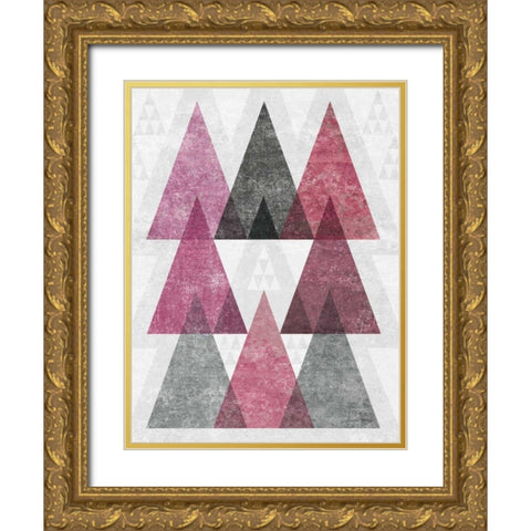 Mod Triangles IV Soft Pink Gold Ornate Wood Framed Art Print with Double Matting by Mullan, Michael