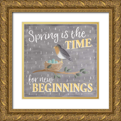 Smitten With Spring V Gold Ornate Wood Framed Art Print with Double Matting by Marshall, Laura