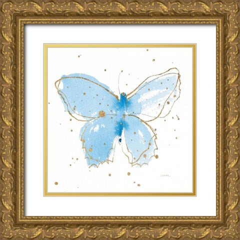Gilded Butterflies III Gold Ornate Wood Framed Art Print with Double Matting by Novak, Shirley