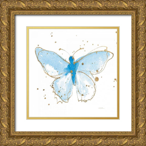 Gilded Butterflies IV Gold Ornate Wood Framed Art Print with Double Matting by Novak, Shirley