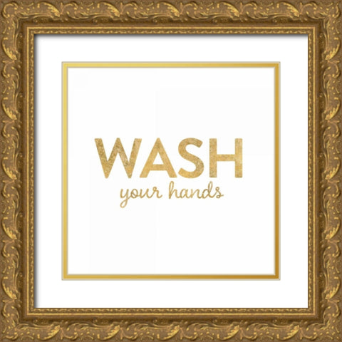 Bathroom Etiquette IV Gold Ornate Wood Framed Art Print with Double Matting by Wild Apple Portfolio