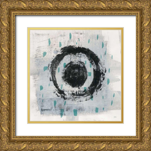 Zen Circle II Crop with Teal Gold Ornate Wood Framed Art Print with Double Matting by Averinos, Melissa