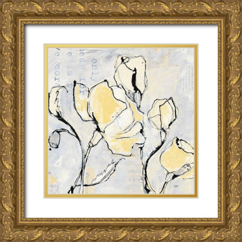 16 Again II with Yellow Gold Ornate Wood Framed Art Print with Double Matting by Day, Kellie