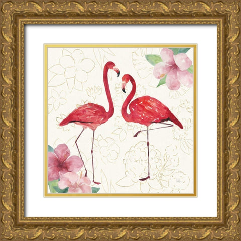 Tropical Fun Bird IV with Gold Gold Ornate Wood Framed Art Print with Double Matting by Sussman, Harriet