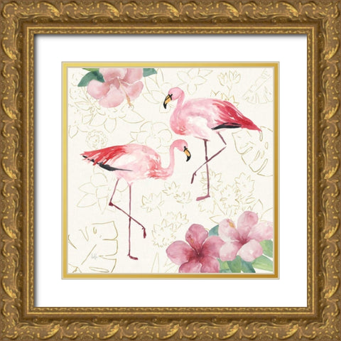 Tropical Fun Bird V with Gold Gold Ornate Wood Framed Art Print with Double Matting by Sussman, Harriet