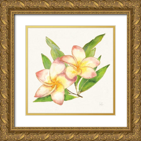 Tropical Fun Flowers I with Gold Gold Ornate Wood Framed Art Print with Double Matting by Sussman, Harriet