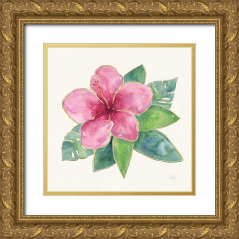 Tropical Fun Flowers III with Gold Gold Ornate Wood Framed Art Print with Double Matting by Sussman, Harriet