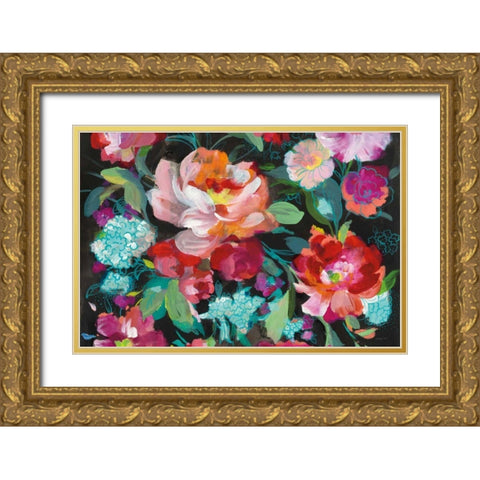 Bright Floral Medley Crop Gold Ornate Wood Framed Art Print with Double Matting by Nai, Danhui