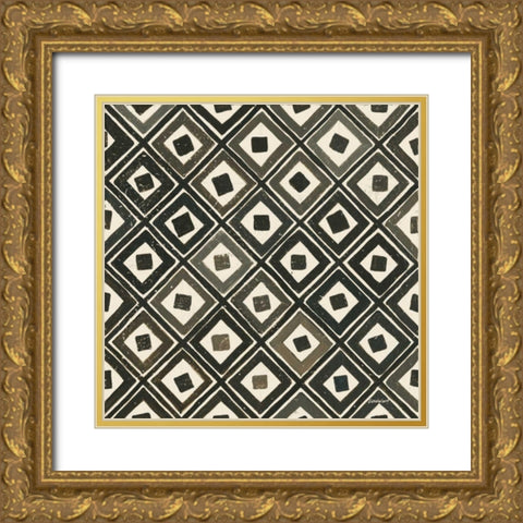 Diagonal Squares Light Gold Ornate Wood Framed Art Print with Double Matting by Lovell, Kathrine