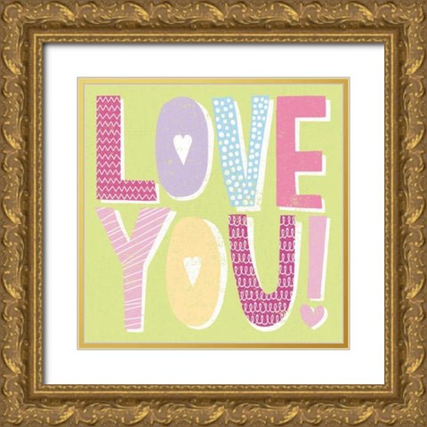 Words of Love II Gold Ornate Wood Framed Art Print with Double Matting by Hershey, Moira