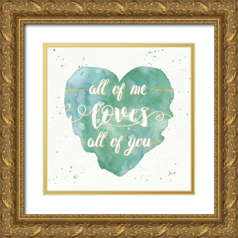 Happy Hearts I Gold Ornate Wood Framed Art Print with Double Matting by Aiken, Jess