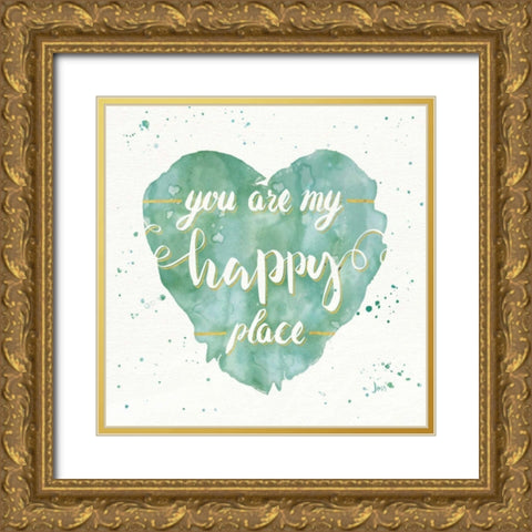 Happy Hearts II Gold Ornate Wood Framed Art Print with Double Matting by Aiken, Jess