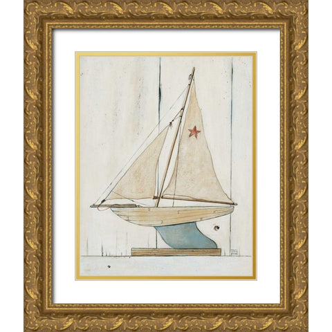 Pond Yacht II Gold Ornate Wood Framed Art Print with Double Matting by Brown, David Carter