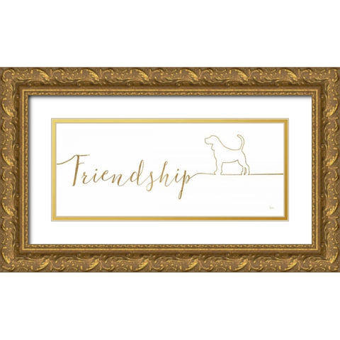 Underlined Dogs II Gold Ornate Wood Framed Art Print with Double Matting by Charron, Veronique