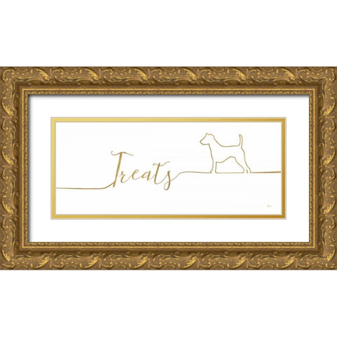 Underlined Dogs III Gold Ornate Wood Framed Art Print with Double Matting by Charron, Veronique