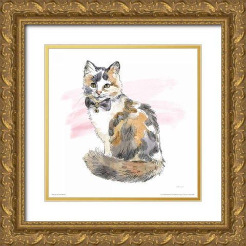 Fancy Cats II Watercolor Gold Ornate Wood Framed Art Print with Double Matting by Grove, Beth