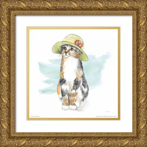 Fancy Cats III Watercolor Gold Ornate Wood Framed Art Print with Double Matting by Grove, Beth