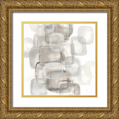 Neutral Stacking I White Gold Ornate Wood Framed Art Print with Double Matting by Paschke, Chris